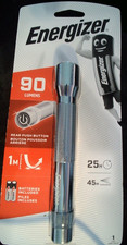 Energizer 2 AA Metal LED Light / Torch. 90 Lumens. Rear Push Button. + Batteries