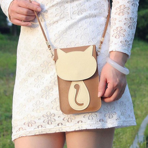 Borsa a tracolla nuova donna carina gatto ragazza mini borsa telefono borsette - Foto 7 di 9
