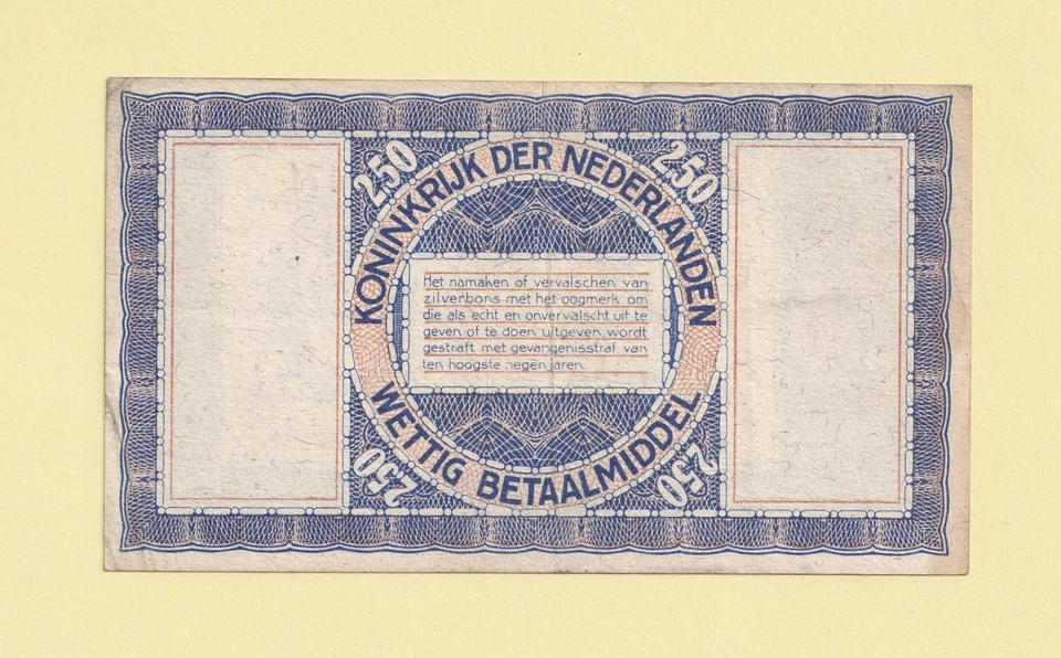 NETHERLAND NEDERLAND HOLLANDE 2.5 ZILWERBON 1938 P-62 VF++ ZILVERBON SILVER NOTE - Image 2 of 2