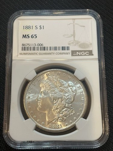 1881 S Morgan Silver Dollar $1 NGC MS 65- Frosty White Monster!!!