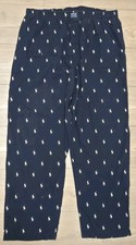 Polo Ralph Lauren Lounge Pants XL Navy Blue Pony AOP All Over Pajama Flaw Read 
