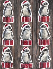Christmas Penguin Die Cut Vinyl Stickers Scrapbooking Laptop Waterbottle