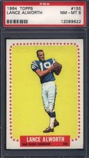 1964 Topps #155 Lance Alworth Chargers PSA 8