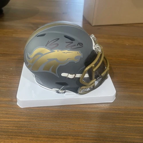 Bo Nix Signed Mini Helmet Becket Authentic Slate Grey
