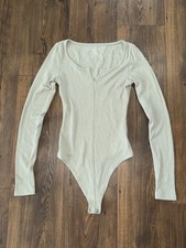 American Eagle Women s Sage Green Long Sleeve Waffle Knit Bodysuit Size XS