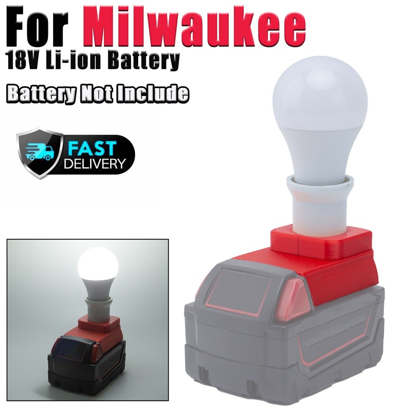 Outdoor LED Work Light E27 Bulb Lamp For Milwaukee 18V Li-ion Battery Flashlight