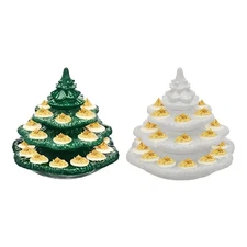 4 Tier Christmas Tree Shape Deviled Egg Platters Trays Holds 26 Holes