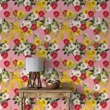 3D Floral Seamless Pattern Self-adhesive Removeable Wallpaper Wall Mural