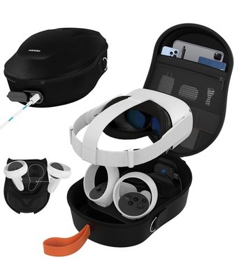 Carrying Case with Magnetic Charging for Meta Quest 2/Quest 3S Accessories
