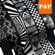 Black White Guitar Strap Soft Printed Adjustable for Electric Acoustic Bass