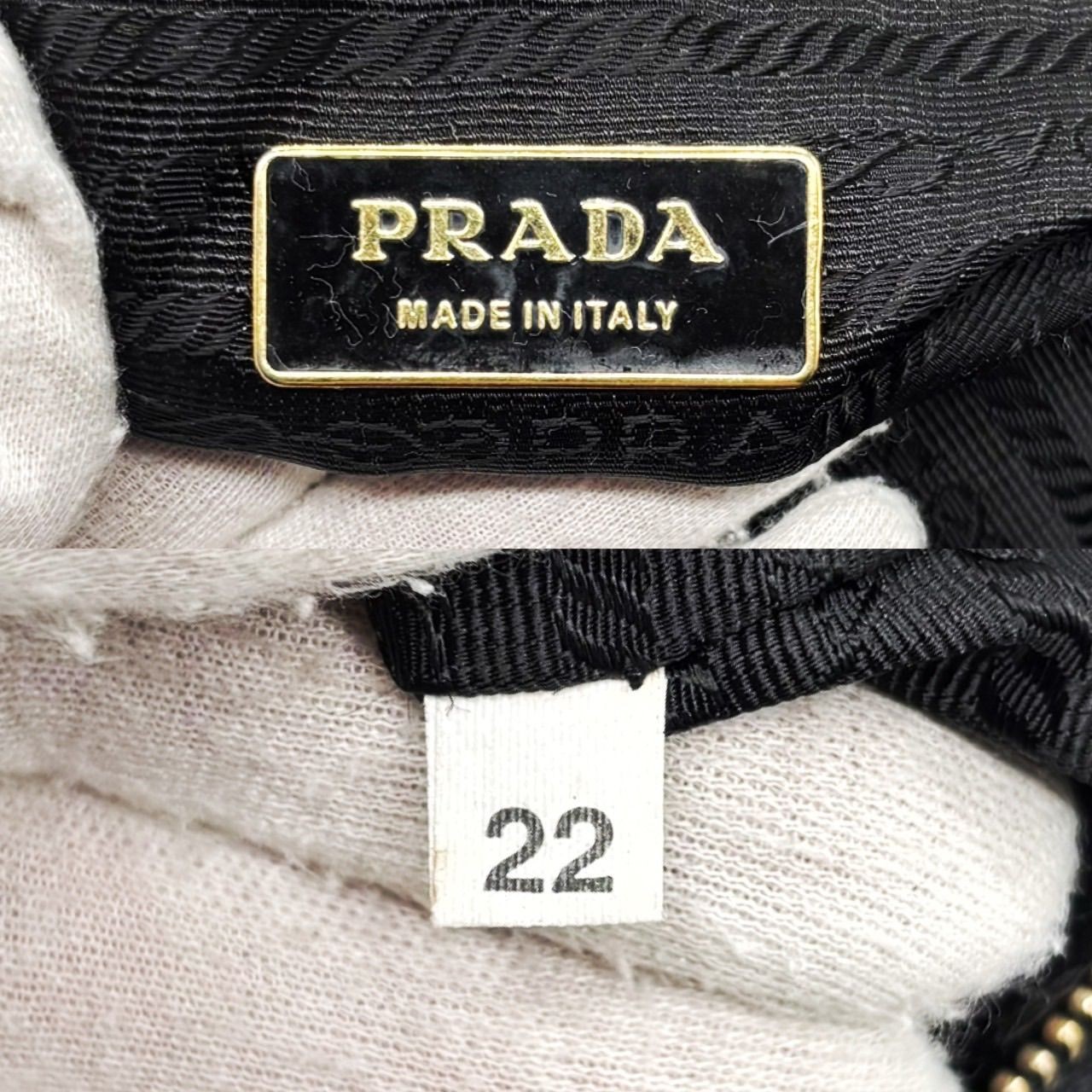 PRADA Nylon Tote Bag Black Gold Unisex Authentic Triangular Plate Handbag thumbnail 10