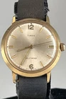 Vintage Mens Shock Resistant Gold Tone Timex Self Winding Wristwatch Running HB