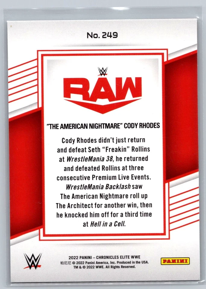 2022 Panini Chronicles WWE Elite #249 The American Nightmare Cody Rhodes - Image 2 of 2