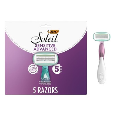 BIC Soleil 5 Sensitive Women's Disposable 5 Blade Razors, 360 Degree Moisture St
