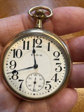 1914 Elgin Nat  l 387 16s 17j Gold Filled Pocket Watch w/ Gold Filled Case - Runs
