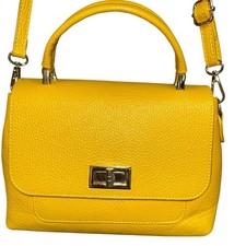 Diva's Bag Yellow Italian Leather Handbag/Crossbody with Detachable Strap EUC