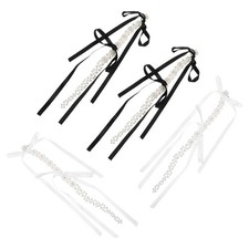 2 Pairs Long Pearl Beaded Earrings for Women - Bohemian Bow Layered Earrings -