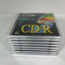 TDK 650 MB / 74 min CD-R Blank CDs Recordable Compact Discs w/ Case Lot of 8x 