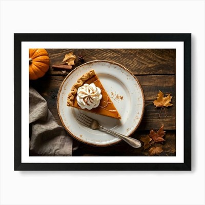 Pumpkin Pie Slice Topped With Whipp Gerahmtes Wandbild Poster Leinwanddruck Bild