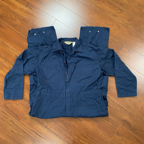 CE Schmidt Coveralls Mens Large Short Durable Jumpsuit Workwear Navy Blue Cotton - Picture 1 of 20