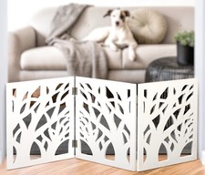 Freestanding Dog Gate Expandable Decorative Wooden Fence for Small to Medium ...