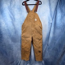 Vintage Carhartt 6FBQZ Quilt Lined Double Knee Bib Overalls Tan USA Made 40x32
