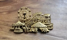 AJC 2" Vtg Carnival Fair Amusement Park Moving Ferris Wheel, Coaster, Pin Brooch