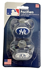 NY Yankees Officially Licensed Orthodontic Pacifiers Made in USA 2 Pack NEW