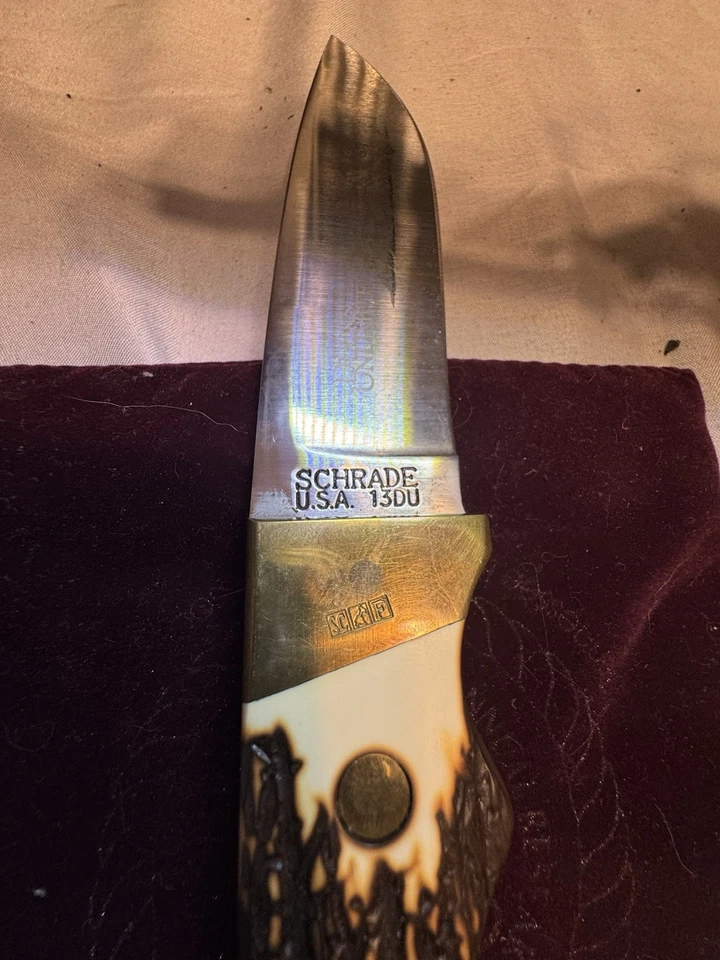 Cuchillo de hoja fija ilimitado Schrade EE. UU. 13DU Ducks de colección Foto 3 de 4