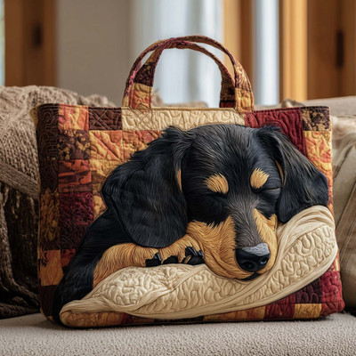 Personalized Dachshund Dog Puppy Pet Lovers Quilted Tote Bag Woman Handbag Gift