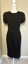 Calvin Klein 4 Black Dress Knee Length Short Sleeve Round Neck Career Zipper