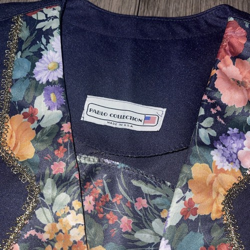 Pablo Collections Navy Unlined Skirt Suit Size 14 Career Church Spring 2PC Flora - Picture 7 of 12