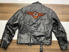 Vintage Hot Leathers Mens 44 Motorcycle Biker Jacket Coat Harley Davidson Patch