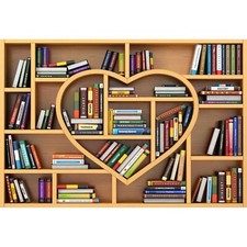 5x3ft Polyester Heart Shaped Bookshelf Backdrop Family Learning Corner Books ...