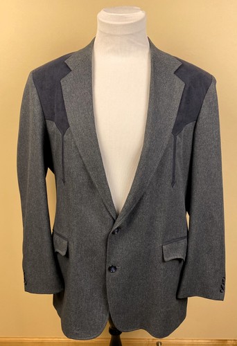 CIRCLE S Mens 44L Gray Western Sport Coat Blazer Jacket Cowboy Made In USA