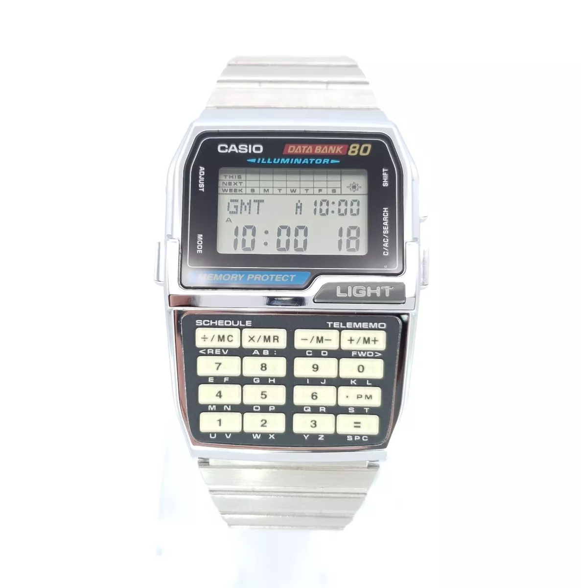 NOS CASIO DBC-810 DATA BANK 80 MEMORY PROTECT CHROME VINTAGE DIGITAL WATCH 1995 NOS CASIO DBC-810 DATA BANK 80 MEMORY PROTECT CHROME VINTAGE DIGITAL WATCH 1995