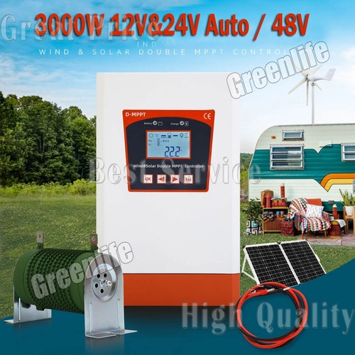 3000W Dual MPPT Wind Solar Hybrid Charge Controller 12V 24V Auto & 48V Regulator - Picture 2 of 14