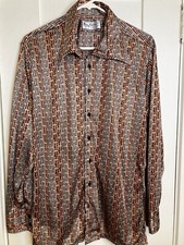Vintage 1970  s Oleg Cassini by Burma Disco Shirt Polyester Men  s Large NICE 