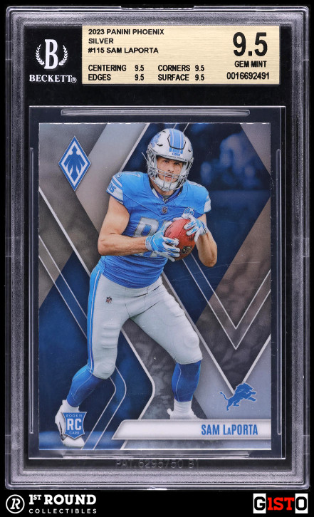 POP 1: Sam LaPorta RC BGS 9.5: 2023 Panini Phoenix Silver Rookie Card Gisto #115