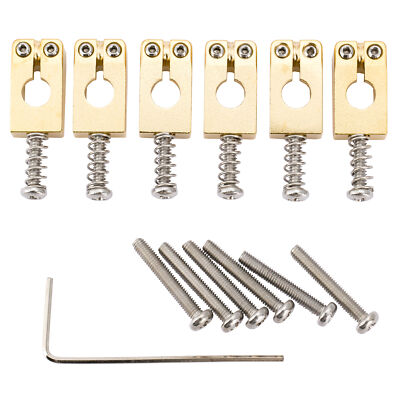 Musiclily Ultra 6Pcs Gold 10.5mm Brass PRS Tremolo Bridge Saddles For ST Guitar