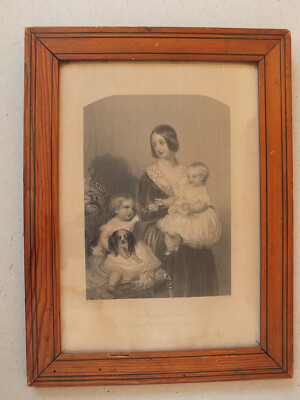 Kleiner Biedermeier-Rahmen - Stahlstich - Queen Prince of Wales & Princess Royal