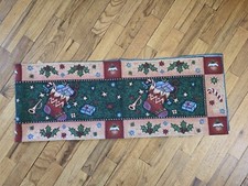 Vintage Christmas Tapestry Table Runner Stockings Presents