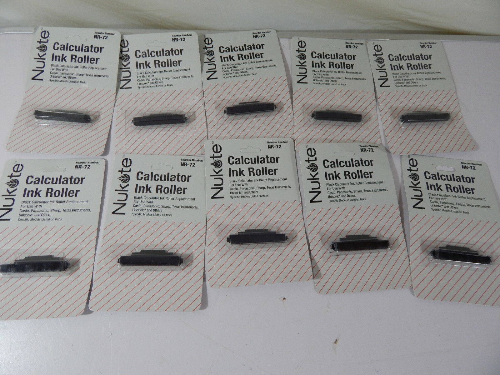 Lot of 10 Nukote NR-72 Calculator Ink Rollers for Various Makes and Models