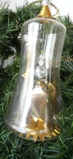 Vintage Christmas Ornament - RESL LENZ CLEAR BLOWN GLASS BELL w/TULIP SPINNER