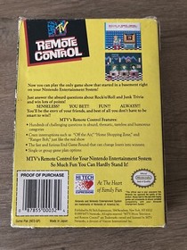 Nintendo NES Game MTV Remote Control - Box Cover And Foam / No Manual