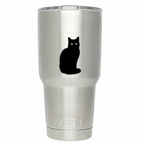 2 calcomanías adhesivas de vinilo negras para gato para Macbook Air Pro portátil trackpad taza botella Foto 3 de 4