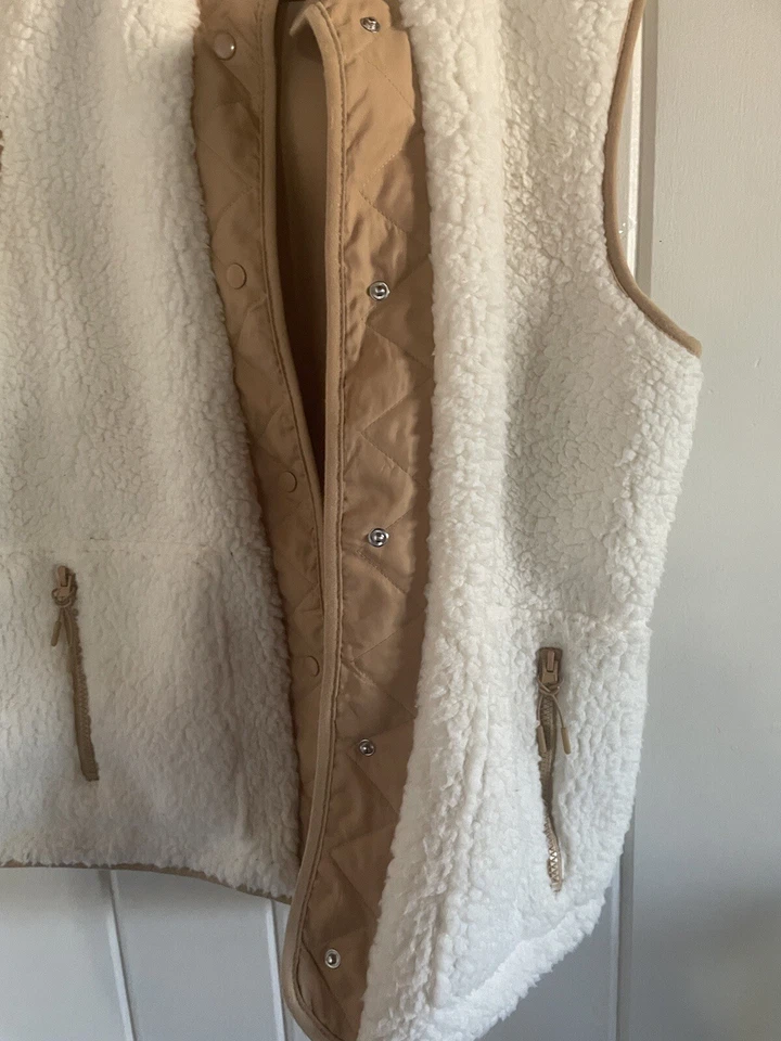 Chaleco de piel de oveja Como vintage blanco/bronceado talla S Foto 2 de 4