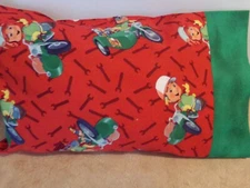 TRAVEL--TODDLER SIZE PILLOWCASE TRICYLE TOSS/ GREEN CUFF 12" X 18"