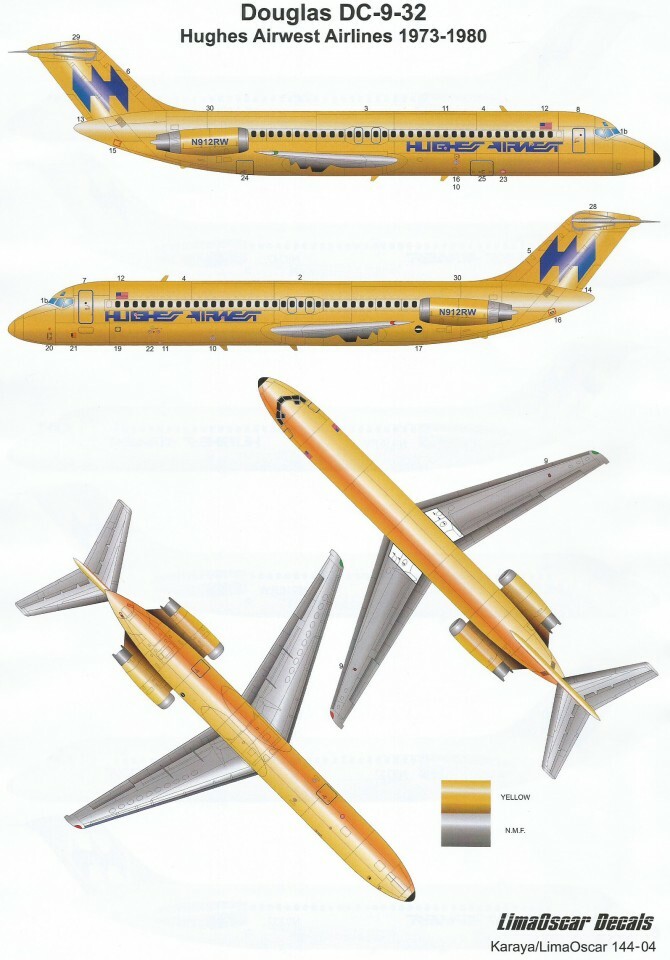 Karaya D144-04 1/144 Douglas DC-9-32 Hughes Airwest decals decals | eBay