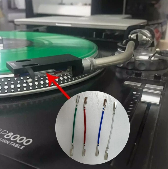 4PCS Silver Turntable Phono Cartridge Headshell Wires Leads Cables fits Technics - Image 2 of 4